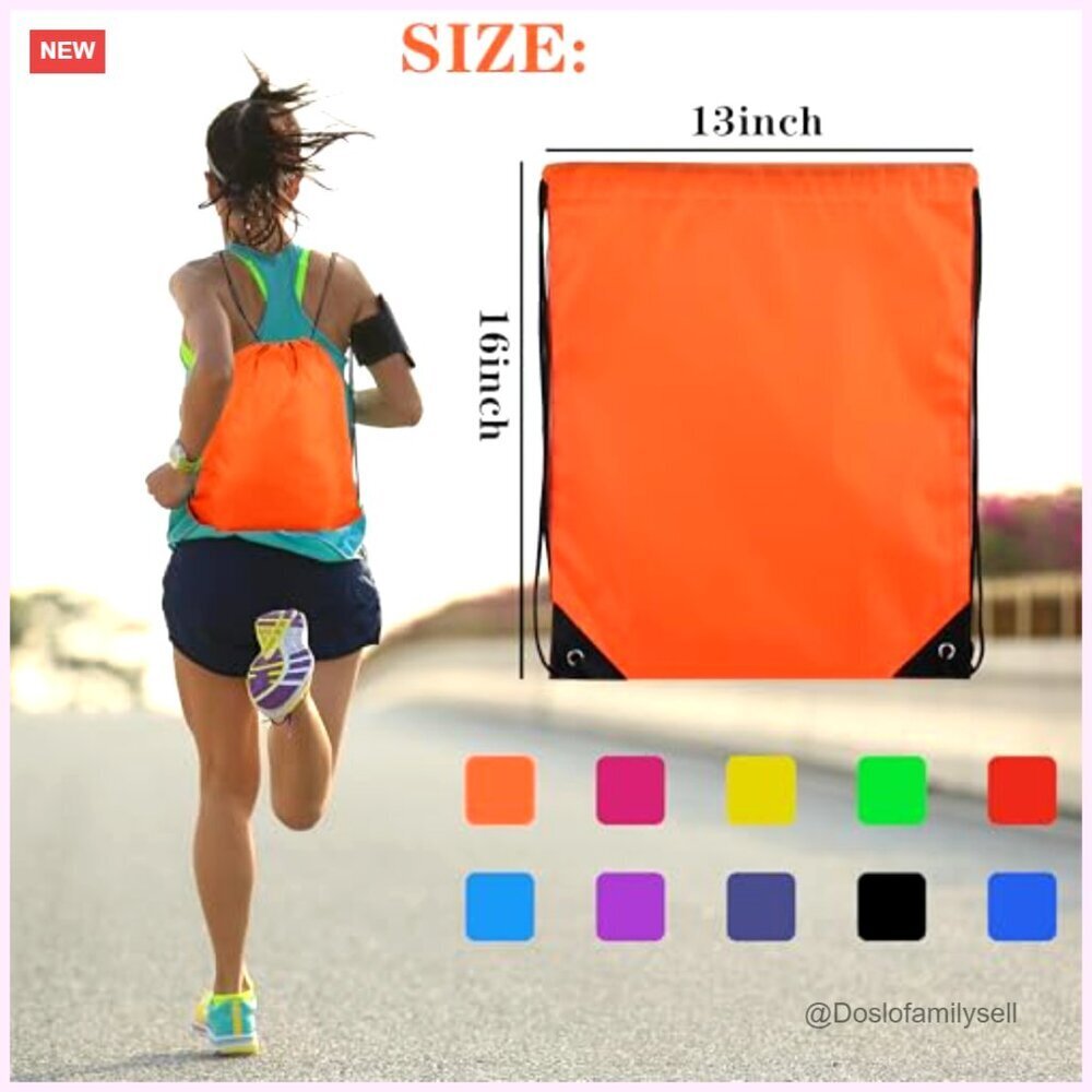 Drawstring Backpack Polyester Bag for Gym Travel Storage - Picture 4 of 7